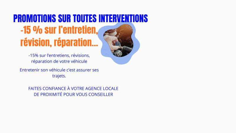 OFFRE EXCEPTIONNELLE SUR TOUTES INTERVENTIONS -15%